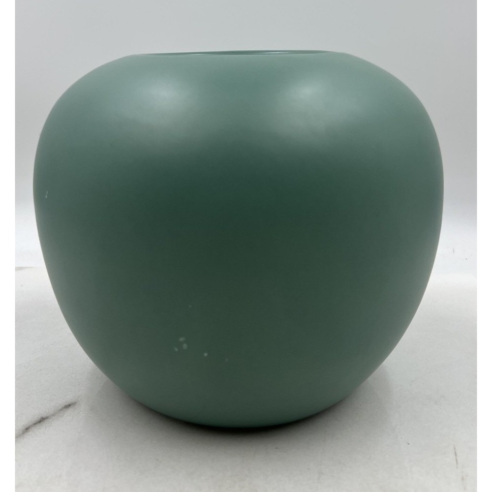 Ceramic Vase Pot Matte Sage Green Round Minimalist Spherical Post Mod 7.5in